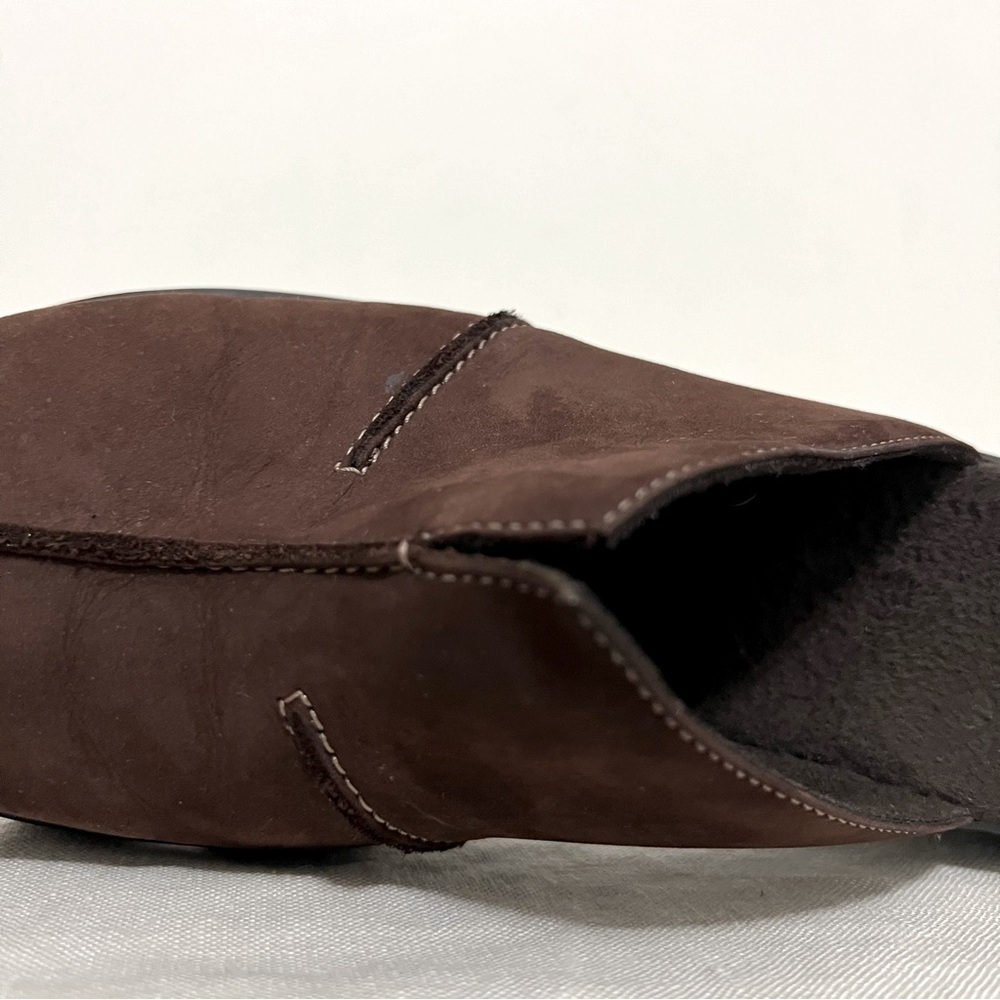 Clark’s Brown Nubuck Leather Mules Slip On Wedge Shoes Comfy Casual Cottagecore - Picture 7 of 10